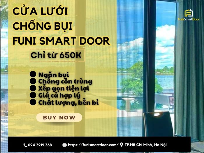 cửa lưới chống bụi, côn trùng FNSMD05 tại Funi Smart Door