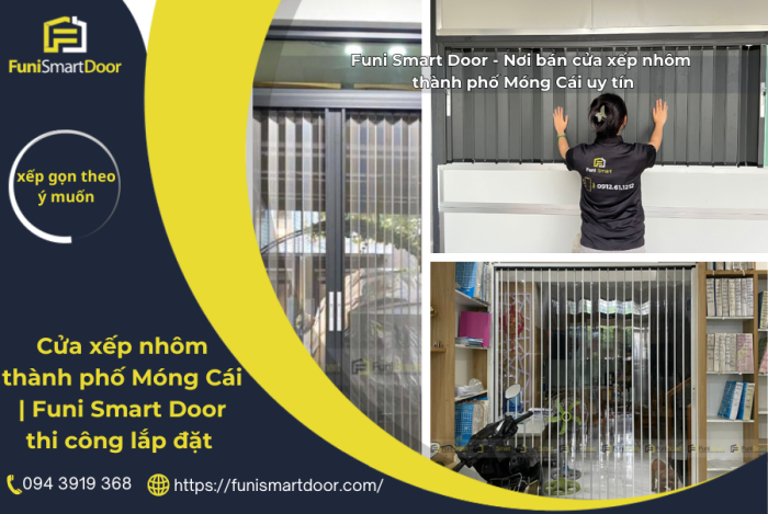 Cửa xếp nhôm thành phố Móng Cái | Funi Smart Door thi công lắp đặt 