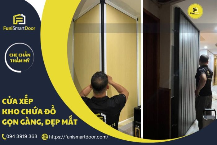 Mua cửa xếp kho chứa đồ giá tốt lắp đặt tận nơi tại Funi Smart Door