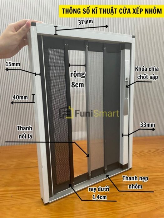 Thông số kỹ thuật của cửa xếp nhôm