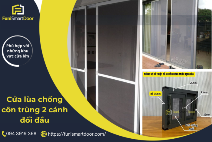 Funi Smart Door cung cấp cửa lùa chống muỗi 2 cánh đối đầu bảo hành dài hạn, uy tín cao