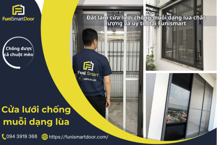 Cửa lưới chống muỗi dạng lùa tại Funi Smart Door