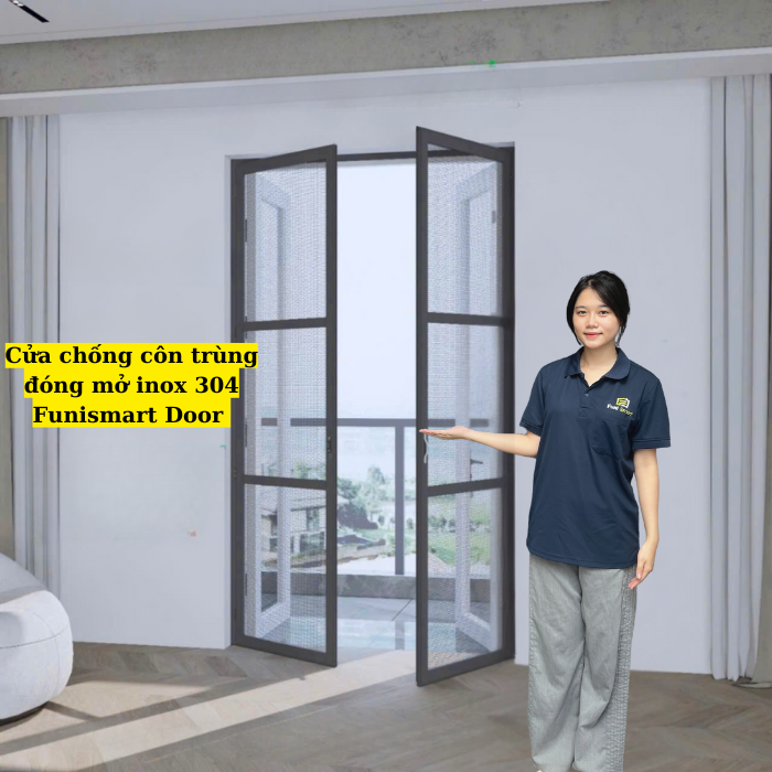 Cửa chống côn trùng đóng mở inox 304 tại Funismart Door