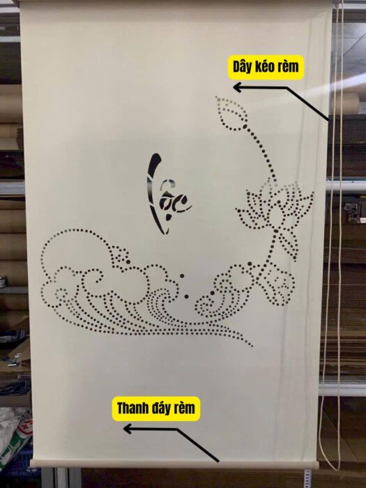 Dây kéo và thanh đáy rèm cuốn che bàn thờ