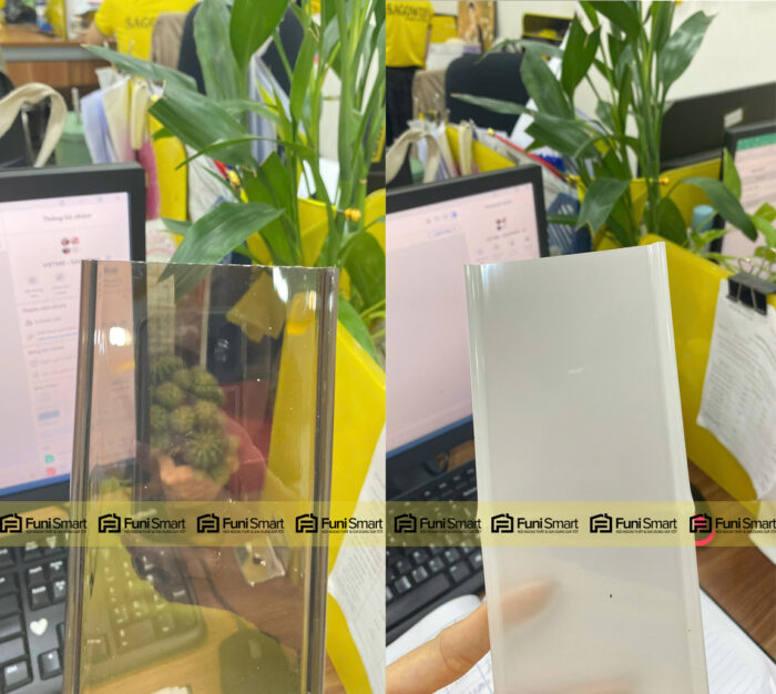 Lá nhựa PVC màu trà và màu trắng đục
