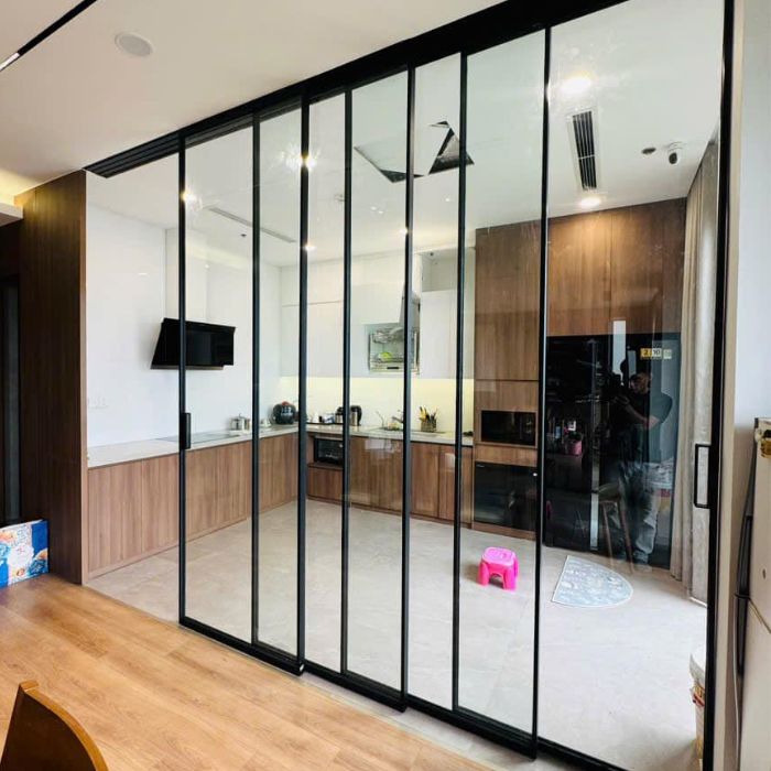 Vách ngăn trong suốt cửa lùa Slim